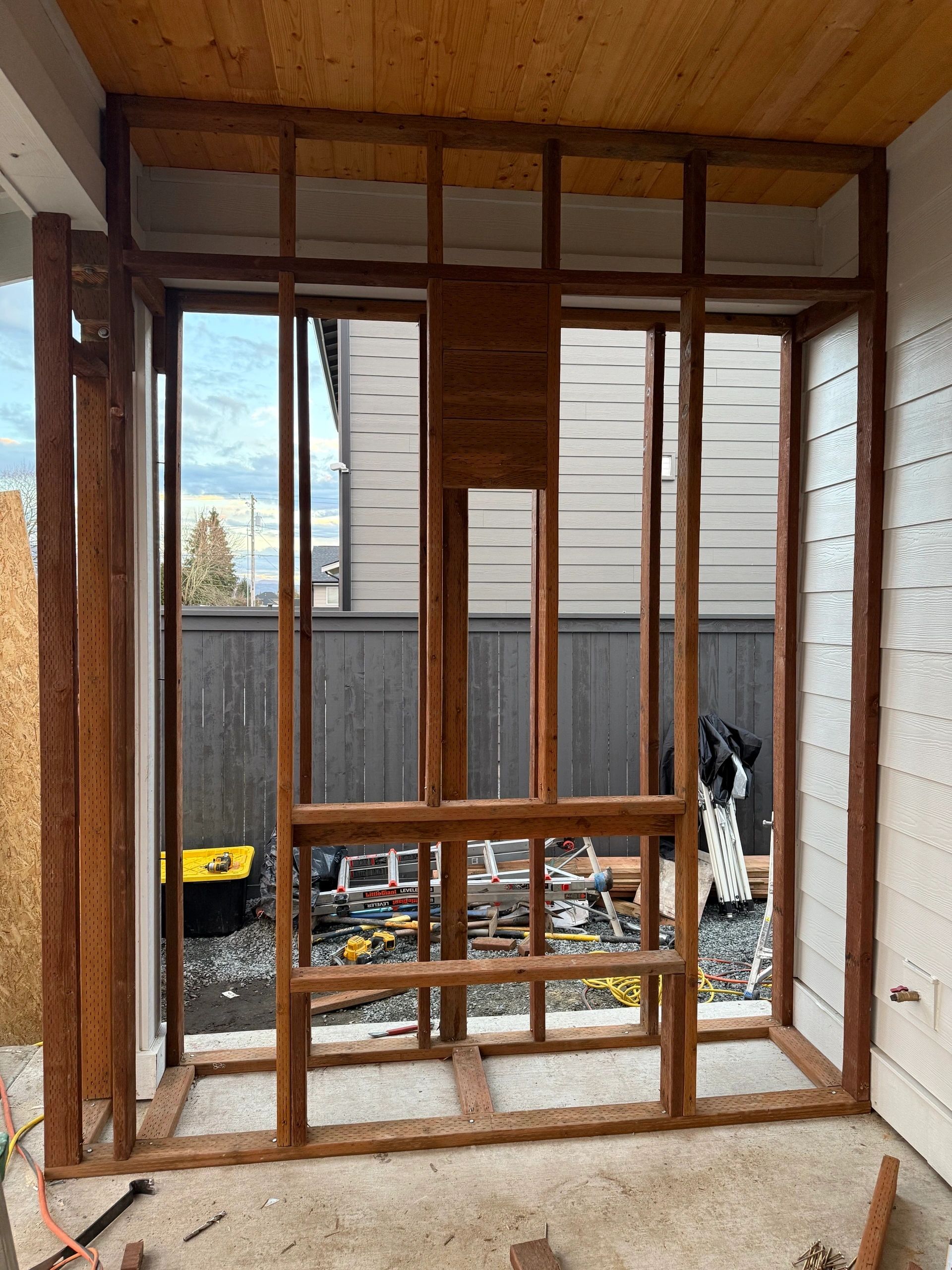 Interior sunroom window framing