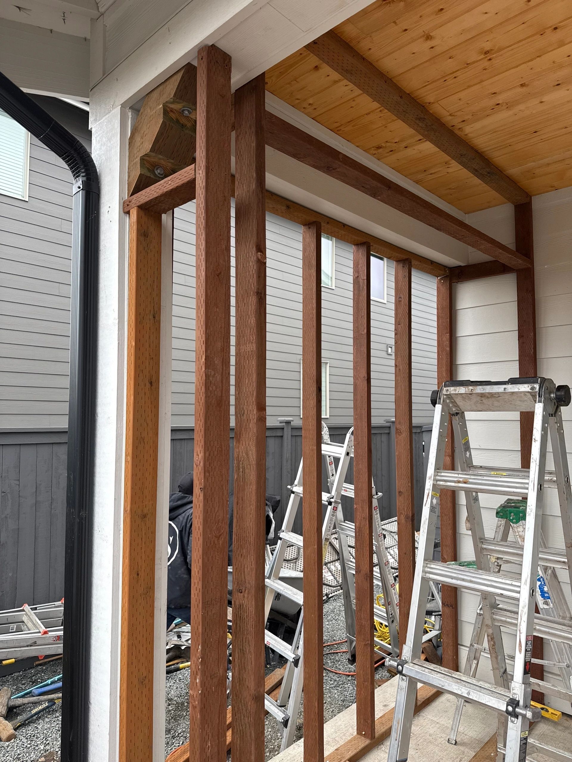 Wooden pergola construction
